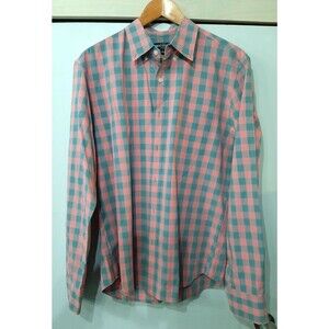 J Crew Shirt Mens XL  Fusia/Light blue Button Down Slim Fit Mercantile Flex